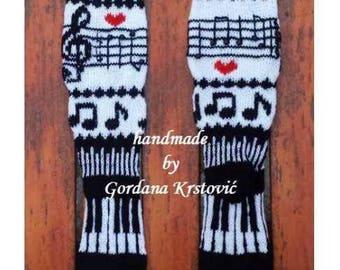 Knitted Music Socks Tight High Sock Gift For Women Knitted Long Wool  Leggings Hand Knit Music Warmers Unique Fashion Socks Birthday Gift