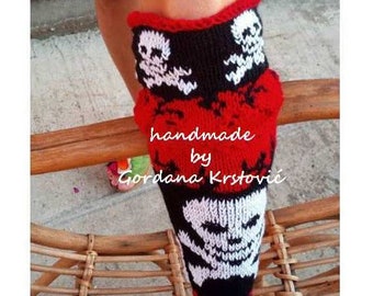 Crystal Skull Punks Not Dead Red Skull Socks Halloween Leggings Tight High Sock Gift For Women Warmers Long Hand Knit Unique Fashion Socks