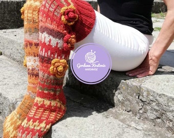 Wool Hand Knitted Leggings Knitted Socks Warmers Tight High Sock Gift For Women Long Hand Knit Sock Unique Fashion Socks Gift Ready To Ship