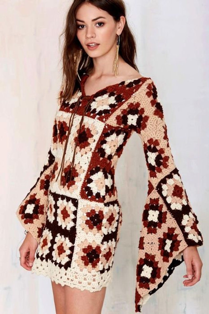 Crochet Dresscrochet Granny Square Tunic Granny Square Etsy Canada