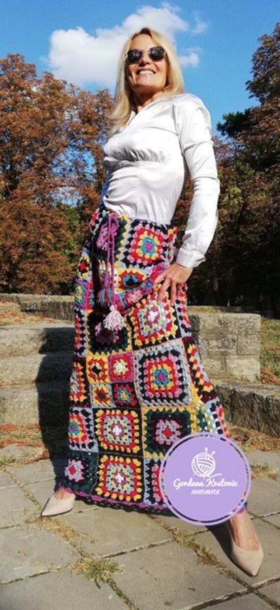 Jupe longue carrée grand-mère jupe maxi au crochet - Etsy Canada