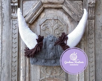 Crochet Antique Viking Helmet Pendant Wearable Crochet Handmade Costume hat,Crochet Viking Hat Handknit Viking Helmet Crochet Beanie Hat
