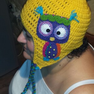Hand Crocheted Owl Winter Hat Wool Acrylic Blend Wearable Art Slow Fashion Eco Friendly Knit Heirloom Quality Limited Edition Gallery Ready