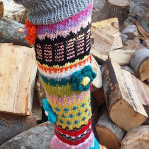 Hand Knitted Wool Leggings Knitted Socks Cozy Winter Wearable Art Slow Fashion Eco Friendly Knit Heirloom Quality Warm Gift Limited Edition