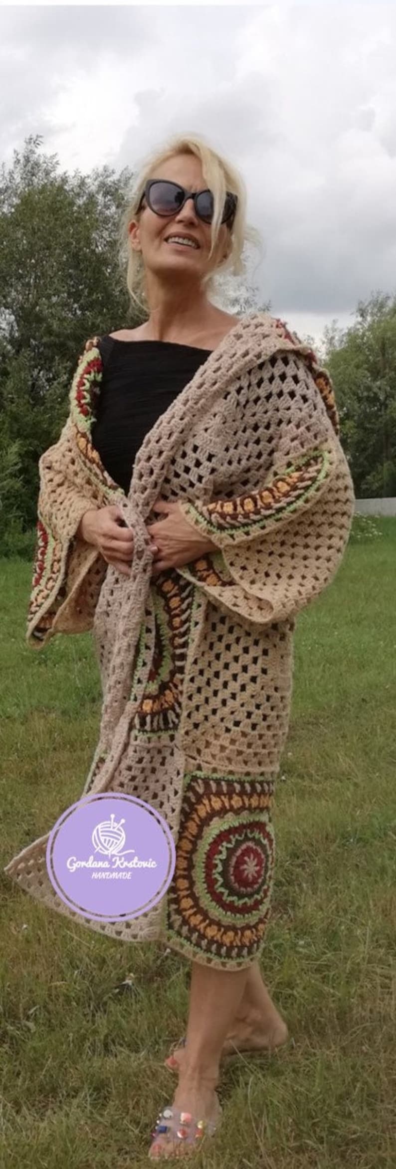 Granny Square Afghan Patchwork Coat Jacket Crochet Granny Square