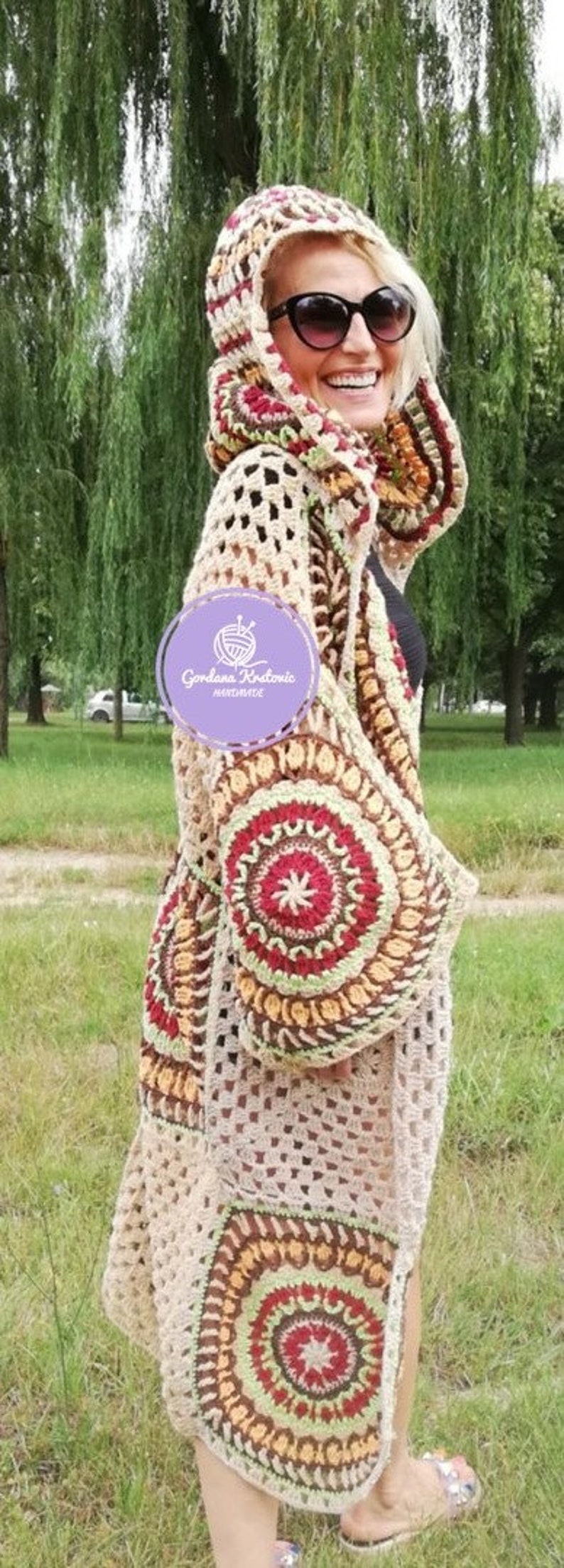 Granny Square Afghan Patchwork Coat Jacket Crochet Granny Square