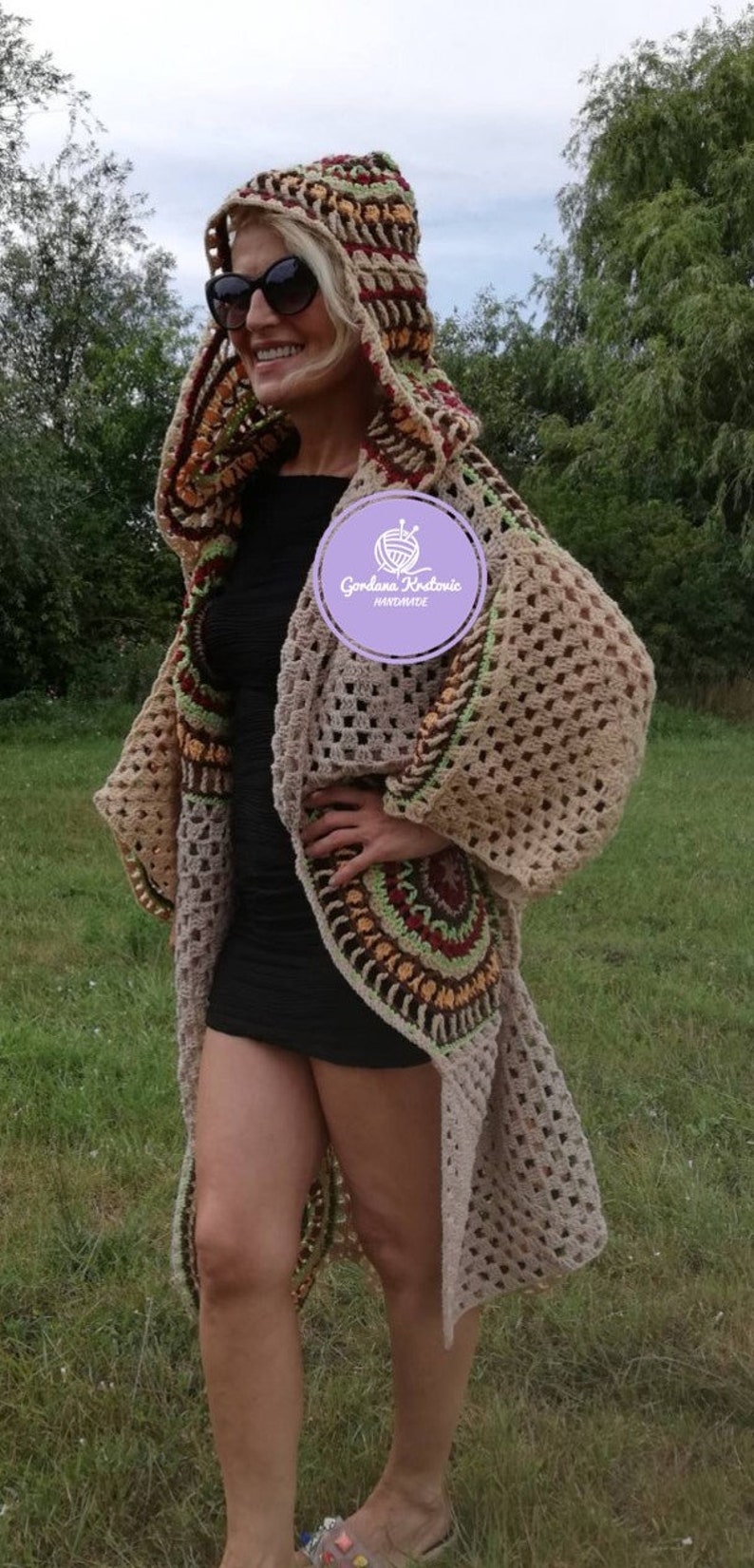 Granny Square Afghan Patchwork Coat Jacket Crochet Granny Square