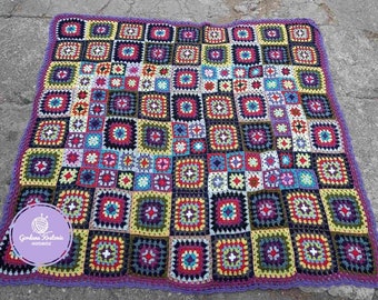 Handmade Granny Square Throw Blanket Vintage 70's Cottage Style Afghan for Cozy Homes Warm Crochet Afghan Blanket Country Cottage Throw