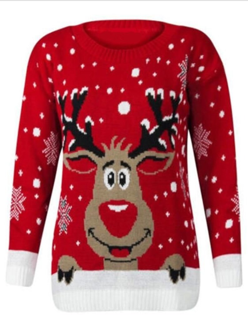 Ugly Christmas Sweater Damen Rot Winterpullover Sch Produktbild-Vorschau 3