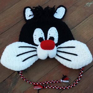 Handmade Crochet Cat Cartoon Hat Cute Cat Ears Winter Beanie Wearable Art Slow Fashion Eco Friendly Knit Heirloom Quality Unique Gift Fun