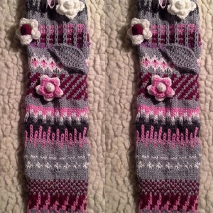 Cozy Hand Knitted Wool Leggings Flower Design Unique Women's Fashion Socks Warm Sock Leg Warmers Tight High Socks Women Hand Knitted