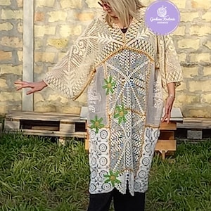 Handmade Elegant Crochet Wedding Dress Boho Lace Maxi Gown Cotton Blend Sustainable Wearable Art Bridal Beach Ceremony Heirloom Quality Plus