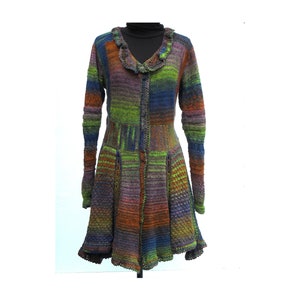 Autumn Leaves unique handknitted elf coat in M