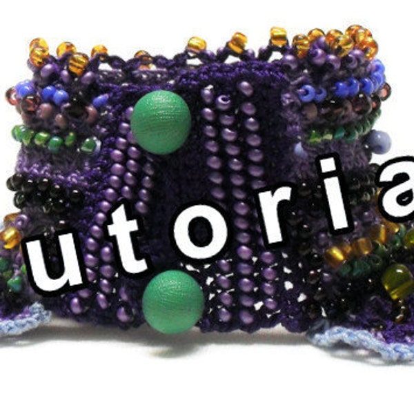 Tutorial, Pattern, Viola, colourful, crochet, beaded, cuff bracelet, crochet tutorial, beading tutorial, jewelry tutorial