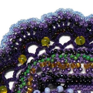 Tutorial, Pattern, Viola, colourful, crochet, beaded, cuff bracelet, crochet tutorial, beading tutorial, jewelry tutorial image 3