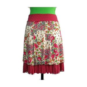 Summer, handmade romantic skirt, flowers dots M image 1