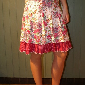 Summer, handmade romantic skirt, flowers dots M image 3