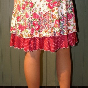 Summer, handmade romantic skirt, flowers dots M image 4