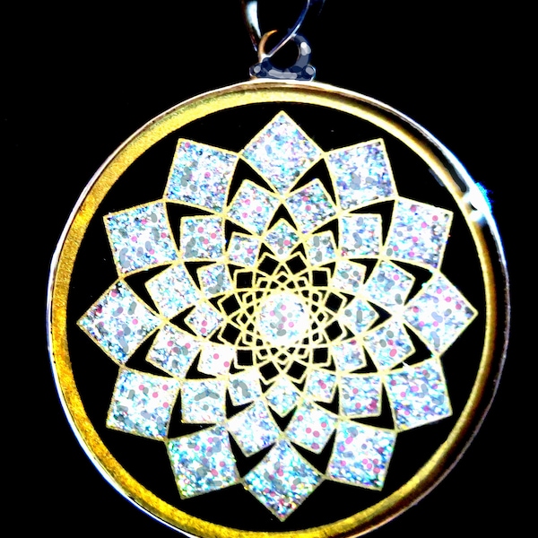 Sahasrara Lotus of 1000 petals Pendant 925 silver handmade Sacred Geometry  design necklace