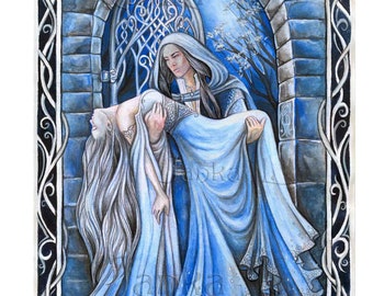 Adieu mon amour : peinture elfique originale signée