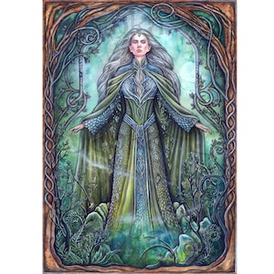 Elfen Königin Aquarellbild: Signierte Fantasy Kunst, Originale Märchen Illustration