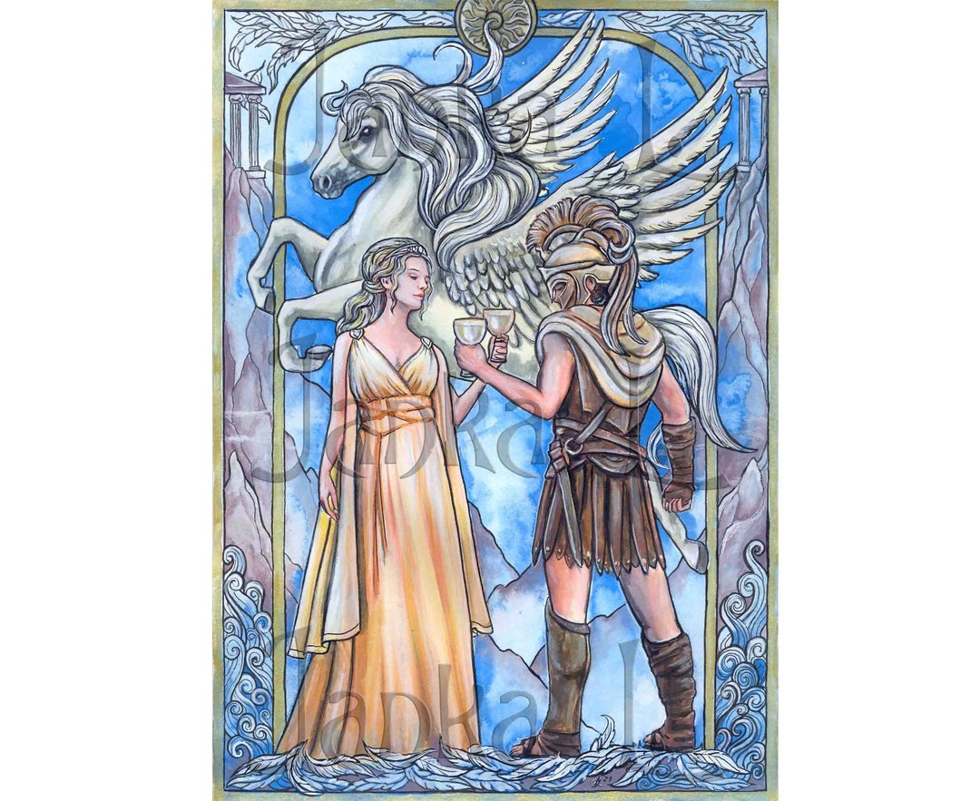 Perseus and Andromeda Original Illustration, Greek Mythology, Signed ...