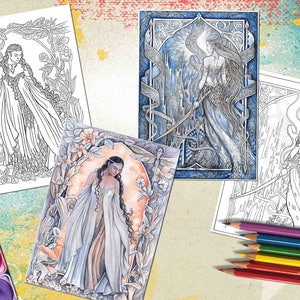 The Elves - Printable Adult Coloring Pages, Instant Download - Colouring Page, Fantasy Art ...