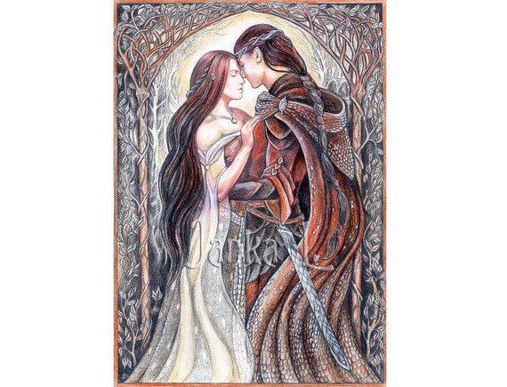 Farewell Print Elven Art Signed Print Romantic Drawing Etsy