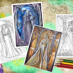The Elves 2- Printable Adult Coloring Pages, Instant Download - Colouring Page, Fantasy Art ...