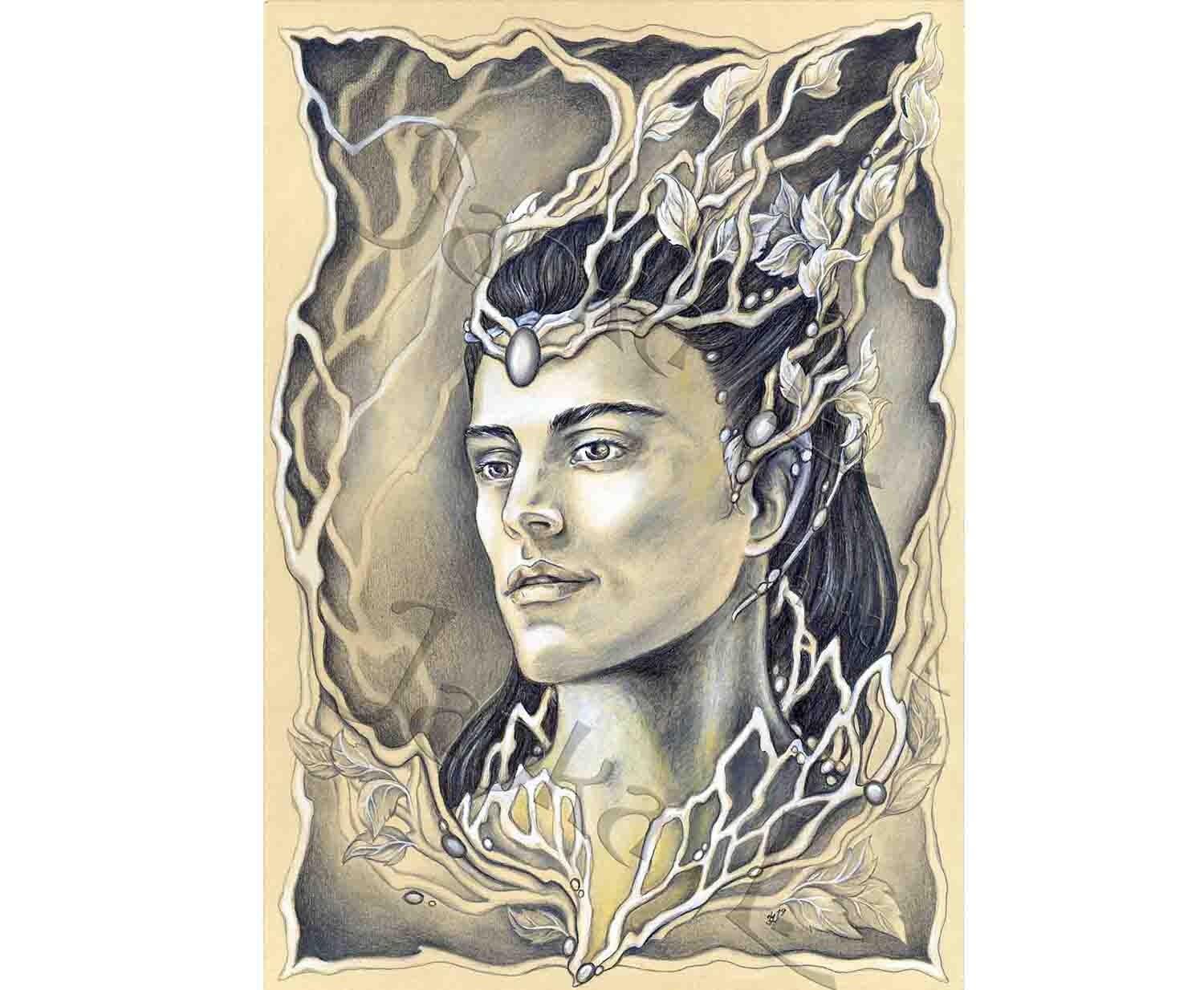 Elven Frame Design Elven king - Relief wall sculpture in frame, elven portrait, elf ...