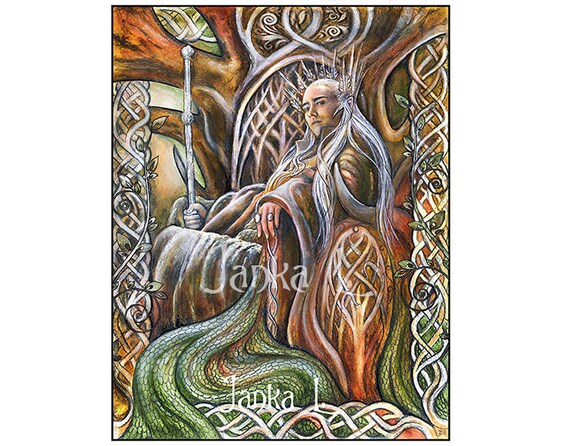 King Of The Elves 10 62 X 7 48 Or 14 1 X 11 1 Print Fantasy Art Elf Portrait Elven King Signed Print Throne Room Wall Art