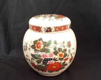 Vintage Sadler Ginger Jar: Floral Lidded Pottery Pot, 1950s