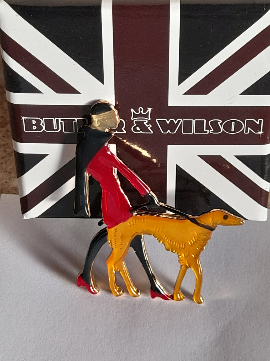 Vintage Art Deco Style Butler and Wilson Enamel Brooch of a Lady