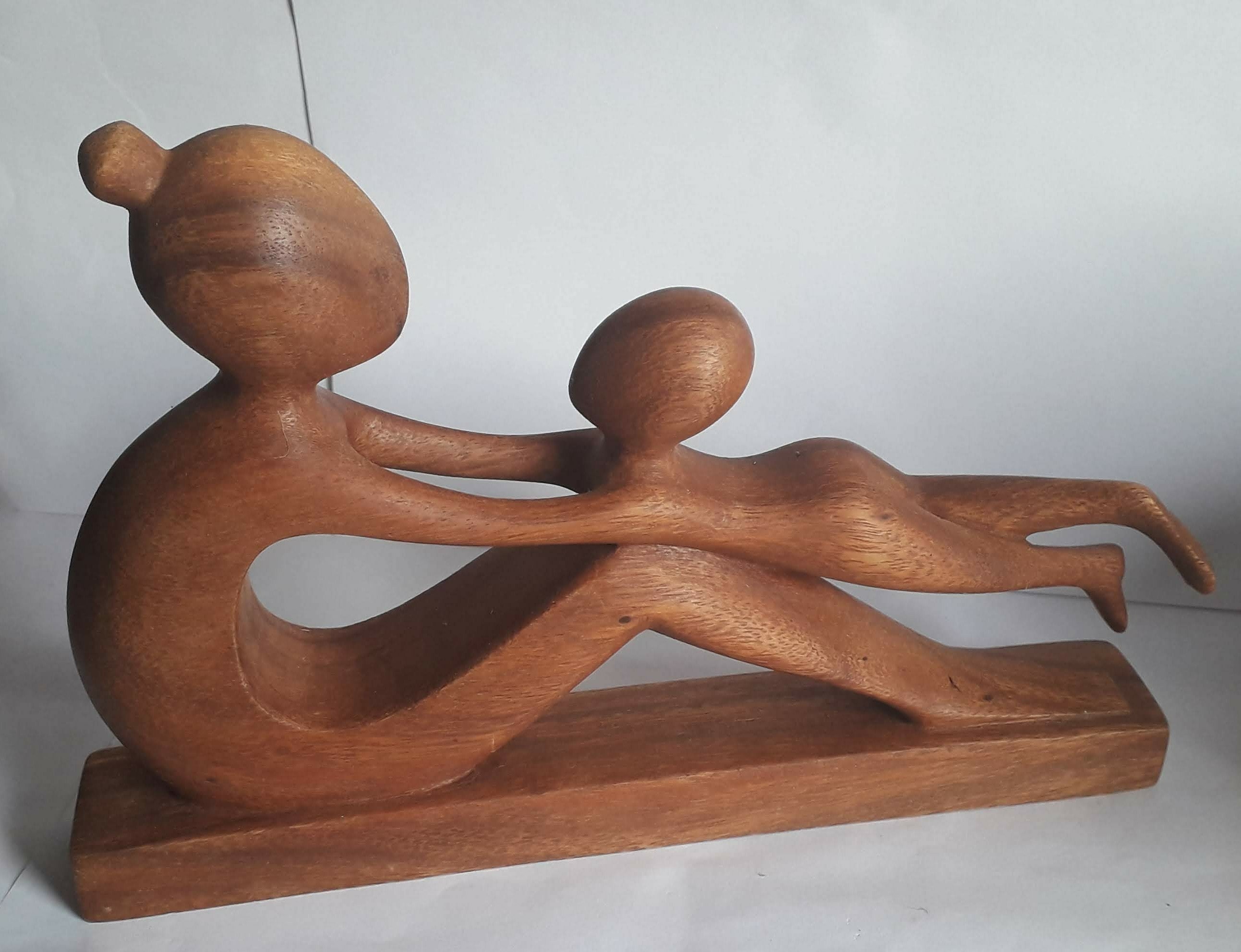 Hand Carved Suar Wood Sculpture - Abstract Rest