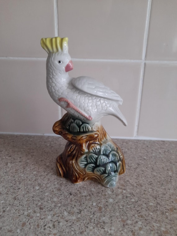 陶器製 オウムの置物 大きめ オブジェ インテリア ヴィンテージ