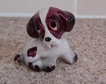 Vintage - Small (2" high) Italian Ceramic Dog figurine - Sad Dog. Cute and great gift for dog lover