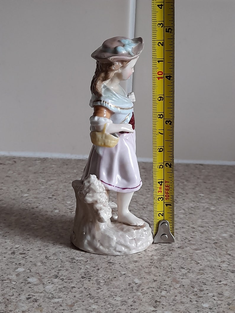 Very Rare Antique German TRIEBNER, ENS & ECKERT, Volkstedt Porcelain Figurine of a Young Girl. Circa 1880. Would make a great gift. image 2