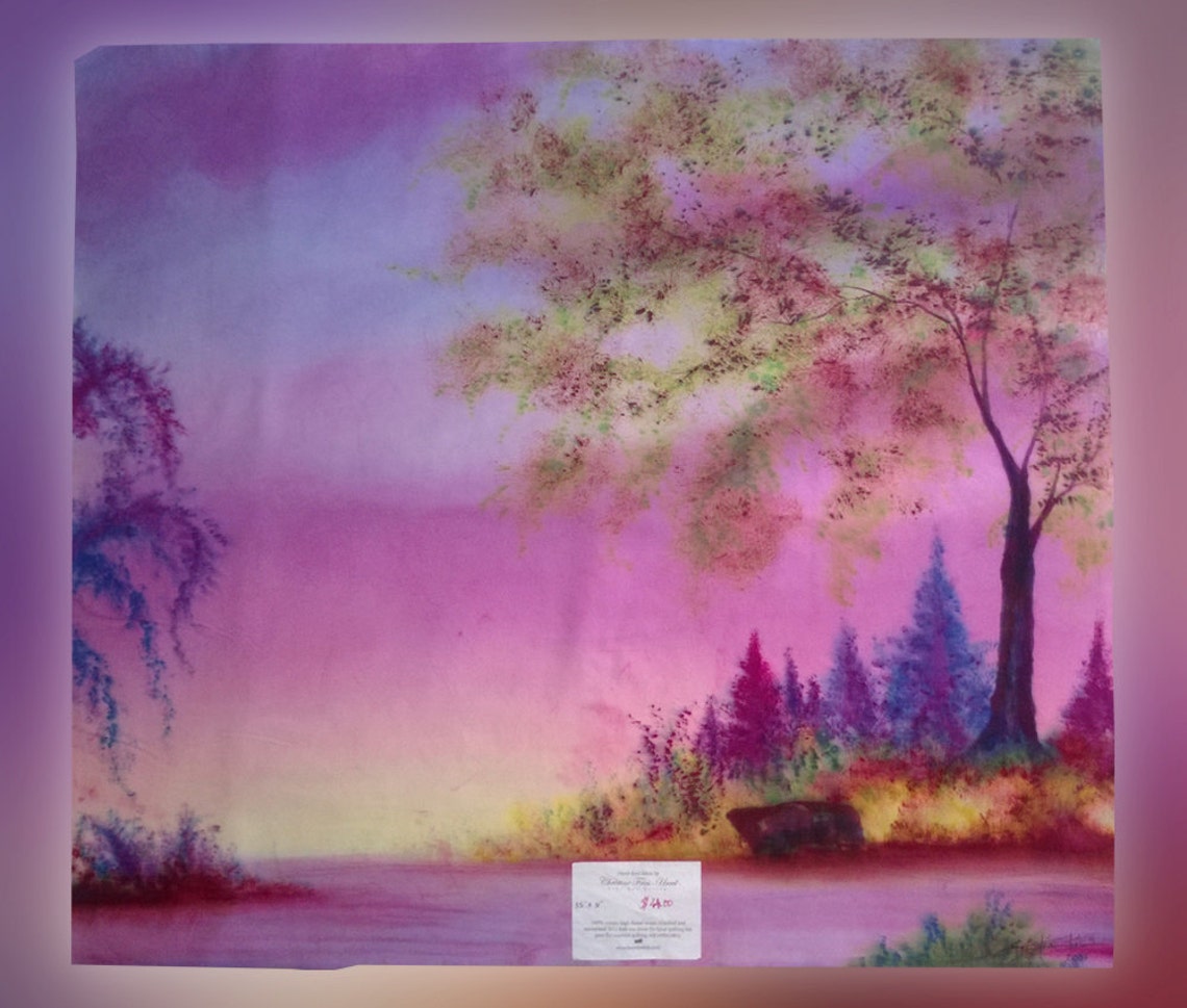 Handdyed Fabric unique Landscape Art Panel Handdyepainted Etsy