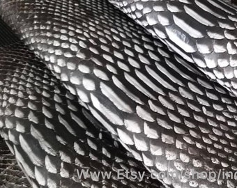 Genuine Python Leather, Natural Python leather, Hide Snake Skin, Black&White Snake Skin, Real Python Leather, Real Snakeskin, Black Leather