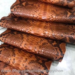 Genuine Python Leather, Natural Python leather, Hide Snake Skin, Brown snake Skin, Real Python Leather, Real Snakeskin, Brown python Leather