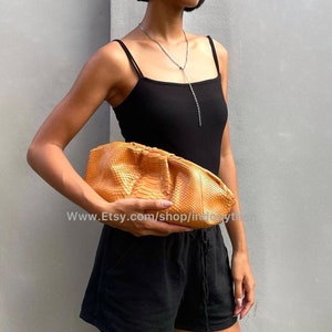 Handmade Camel Python Leather Clutch Bag