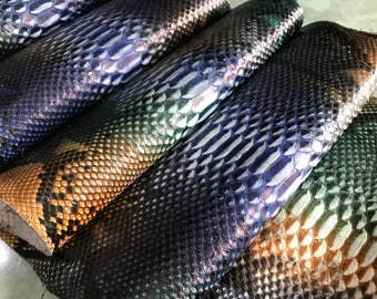 Genuine Python Leather Hide: Multicolor Snakeskin (3-3.5m)