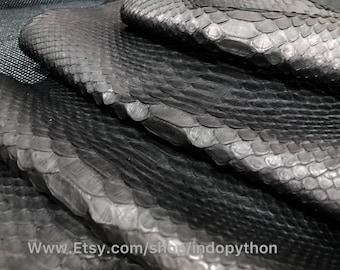 Genuine Python Leather, Black Python leather, Hide Snake Skin, Black Snake Skin, Real Python Leather, Real Snakeskin, Black Leather, skin