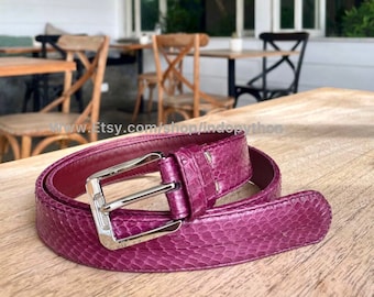 Pink Cobra Schlangenleder Gürtel - Unisex Taillengürtel