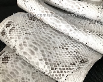 Genuine Python Snakeskin Hide: Natural Black & White Leather