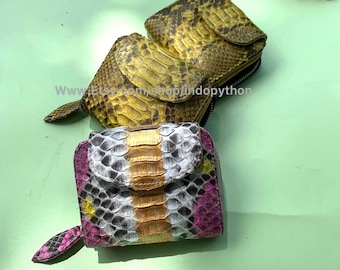 Handgefertigte Python Leder Geldbörse: Schlangenleder Geldbörse, Multicolor
