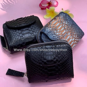 Python Portemonnaie, Schlangenleder Portemonnaie, Schlangenleder Geldbörse, Zip-Around Portemonnaie, Geschenk für sie, Geschenk für ihn, schwarze Geldbörse, schwarze Geldbörse