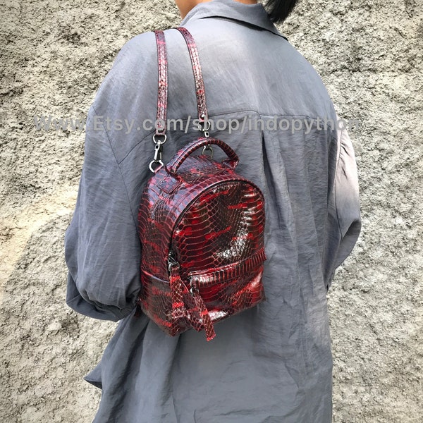Rote Tasche #red Handtasche #red Rucksack #leather Rucksack #snakeskin Tasche #gift für sie #fashion Tasche #snakeskin Geldbörse #snakeskin Rucksack