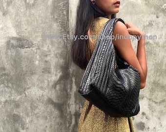 Python bag snakeskin bag black bag mini hobo gift for her python pursepython handbagsnakeskin pursesnakeskin handbagblack purse