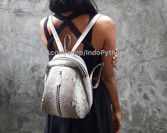 Genuine Python Leather Backpack: Handmade Snakeskin Rucksack